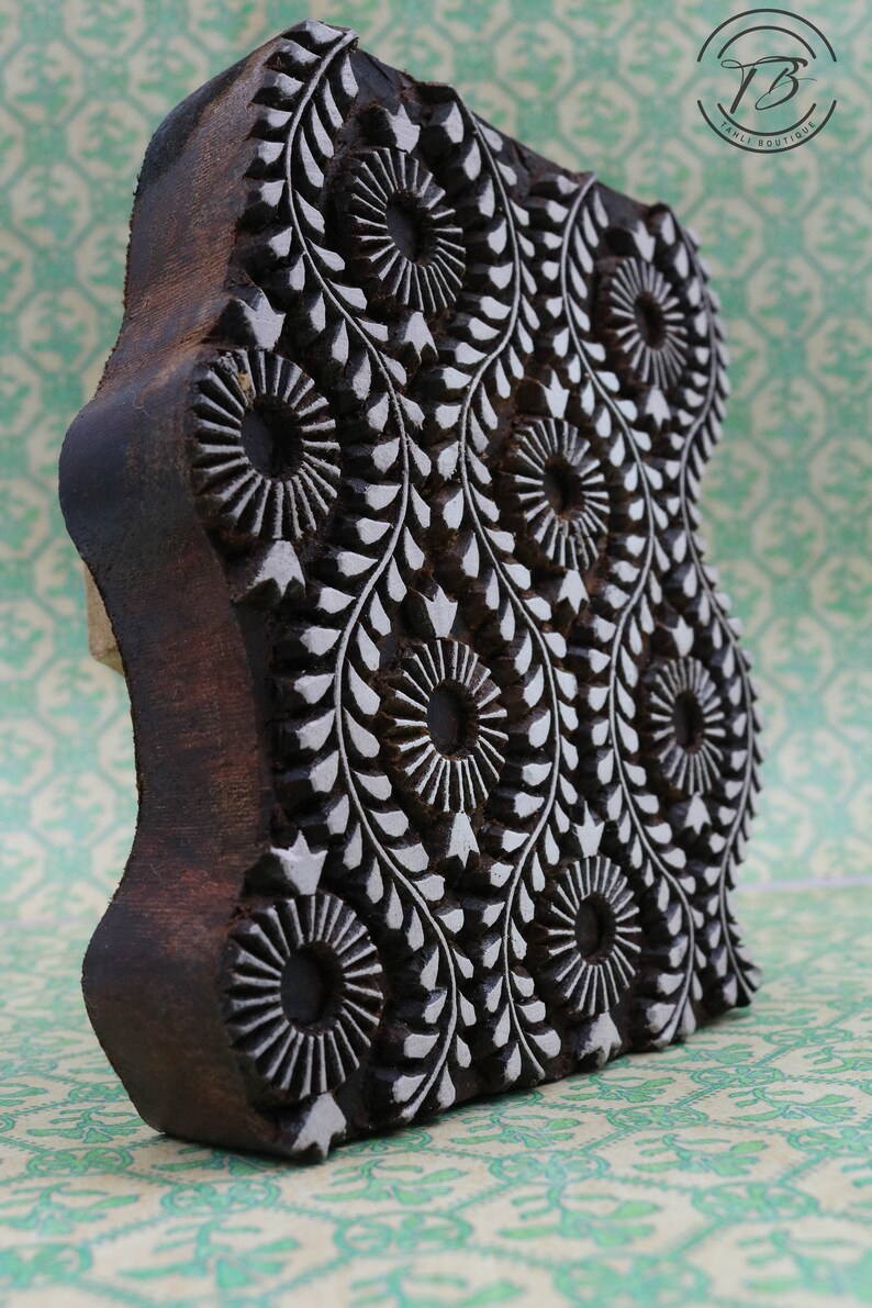 Indian wood printing block stamp Hand carved wood block Etsy