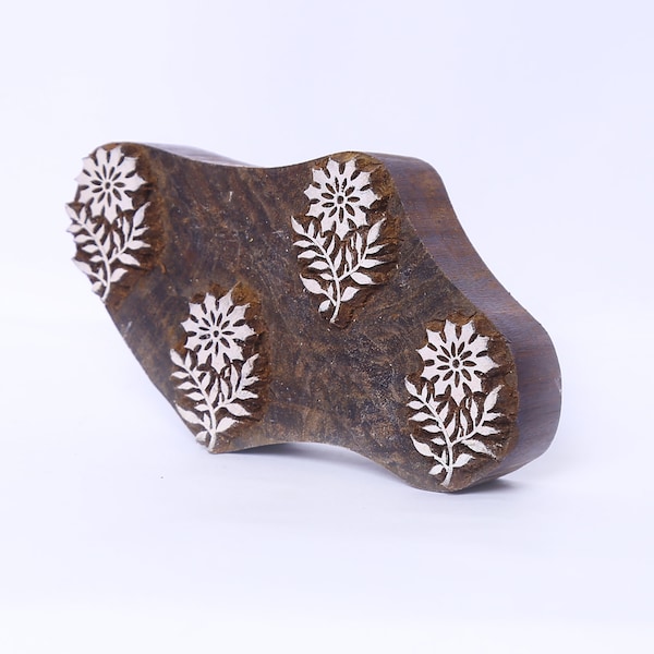 Indian Wooden Stamp With Brass Floral Pattern - Clay Printing Block For Pottery & Crafts, 1x1 Inch - View #5