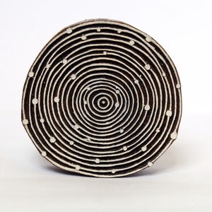 Wonky Circles - Round Hand Carved Indian Wooden Stamp ; Wood Block for Textile Fabric Stamping Henna Pottery DIY