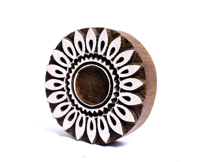 Floral Mandala Wood Stamp Pottery Stamp Wood Printing Block Etsy