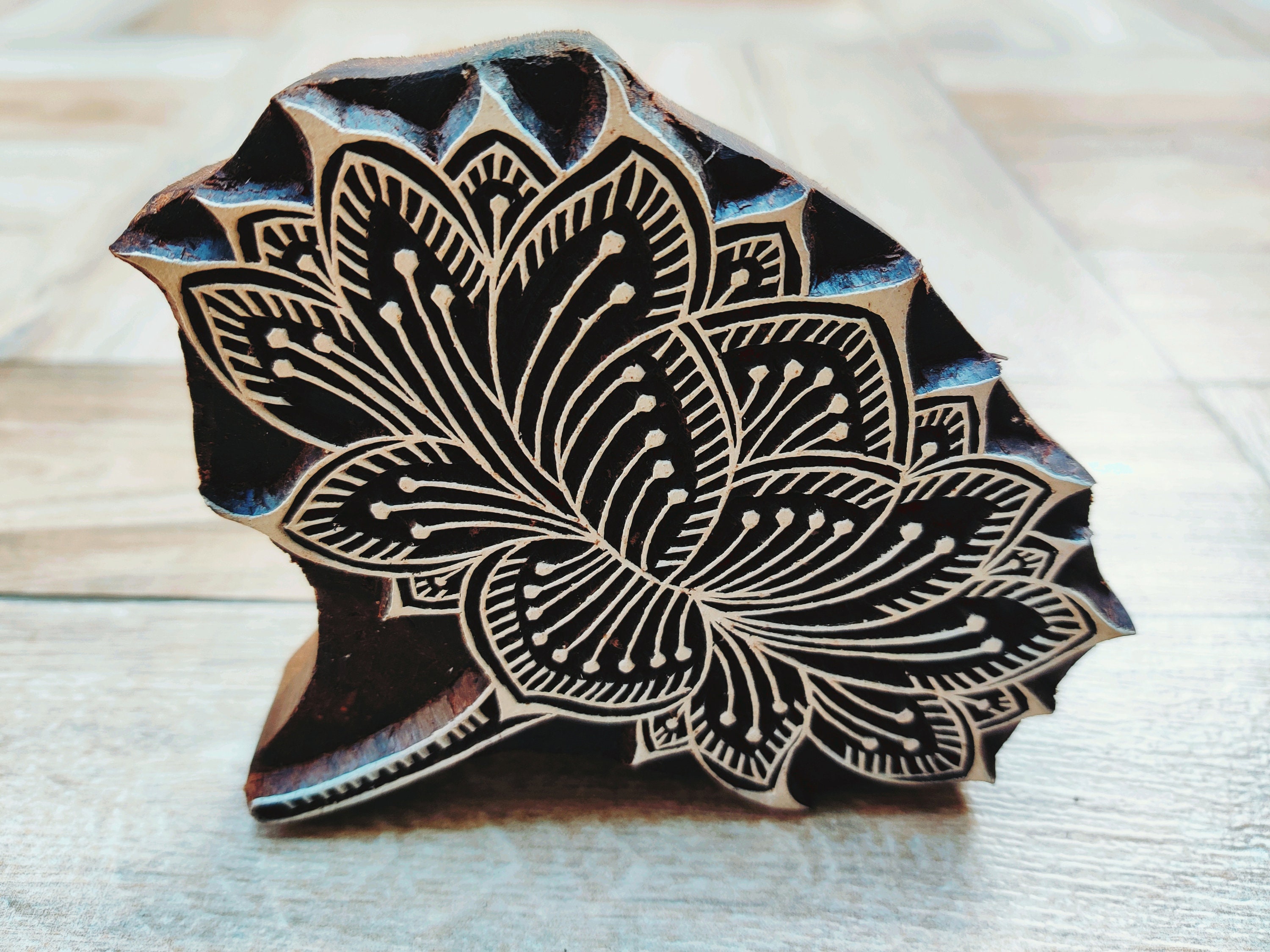 Lotus Stamp Pottery Stamp Indian Stamp Wood Printing Block Etsy Australia