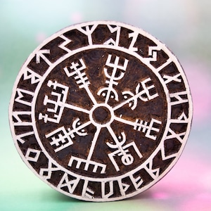 Viking compass hand carved wood stamp; Printing Block for Pottery, Clay, Ceramic, Leather