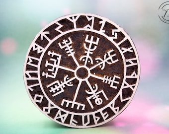 Viking compass hand carved wood stamp; Printing Block for Pottery, Clay, Ceramic, Leather