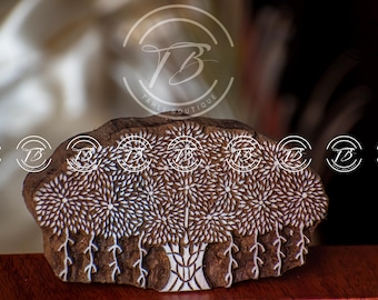 Sello de madera de baniano tallado a mano para estampado de telas, textiles y manualidades.