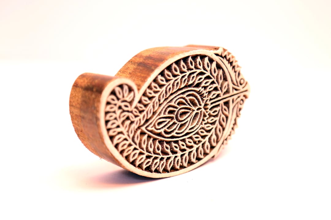 Paisley Stamp Wood Printing Block Pottery Stamp Block Print Stamp Clay