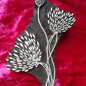 Timbro floreale; Timbro di legno indiano intagliato a mano; Blocco di legno; Timbro tessile; timbro per ceramica all'henné fai da te