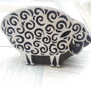 Ba Ba Sheep Timbro indiano in legno intagliato a mano, timbro tradizionale per stampa tessile e su tessuto, ceramica, fai da te; tjaps
