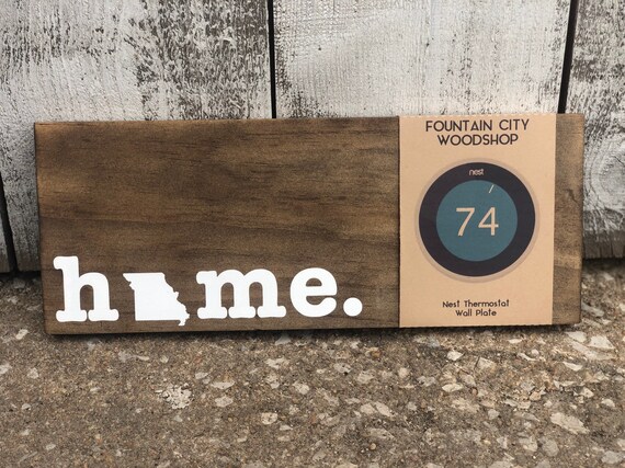 Nest Thermostat Wooden Wall Plate Home State Etsy