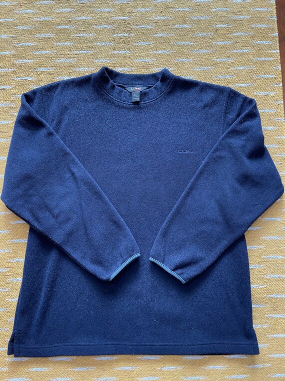 L. L. Bean Col Rond Pull Bleu 80% Laine Hommes Taille L