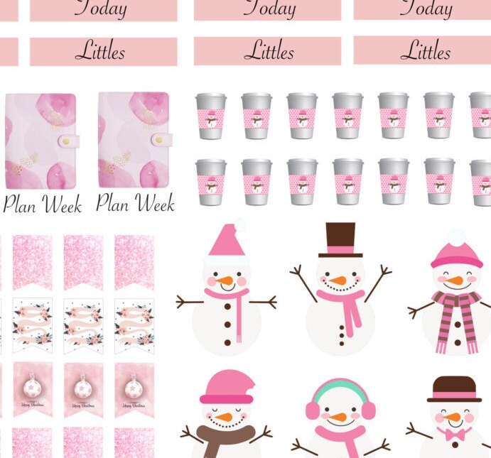 Pink Christmas Stickers Printable for Your Regular Sized Happy Planner ...