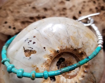 Natural Turquoise Heishi and Rondelle Bead Bracelet