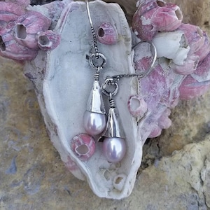Organic Silver Pink Pearl Dangles