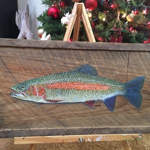 Custom fish painting trout art painting on wood bass fish fishing salmon