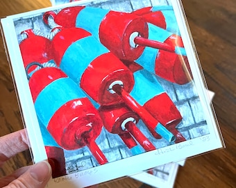 Knotty Buoys -  Greeting Card - fishing  fine art cards signed prints of original work by Heidi Beal