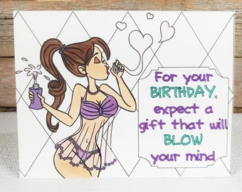 Birthday Card for Him, Birthday Card for Boyfriend, Birthday Card for Husband, Cards for Him, Greeting Cards for Him, Naughty Birthday Card