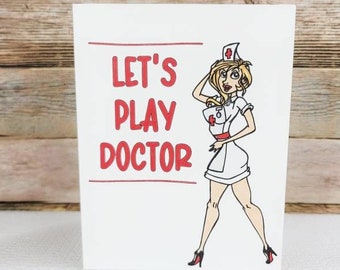 Card for Anniversary Boyfriend, Naughty Nurse, Adult Anniversary Card, Anniversary Card for Husband, Card for Girlfriend, Naughty Card