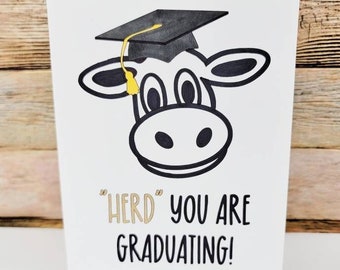 Funny Graduation Card, College Graduation, High School Graduation, Cow Card, Pun Card, Grad Cards, Grad Gift, Congrats Graduate