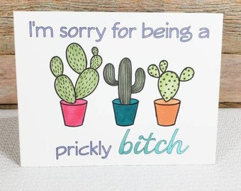 Sorry Card, Sorry Card Funny, Sorry, Apology Card, Prickly Card, Funny Apology Card, Sassy Card, Card for Boyfriend, Card for Partner