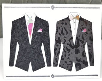 Gay Wedding Card , Two Grooms Wedding Card, Tuxedo Card, Gay Men Wedding, Gay Wedding Card, LGBTQ Card, Happily Ever After