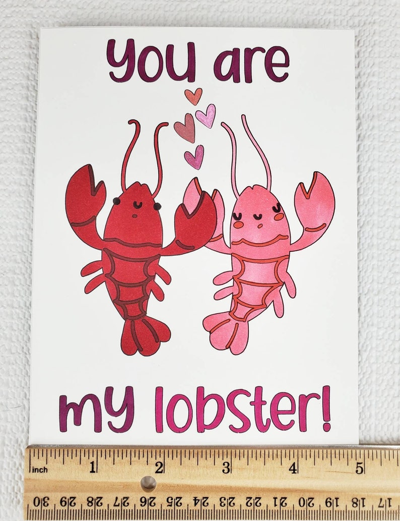 Lobster Card You're My Lobster Lobster Friends Cute Etsy