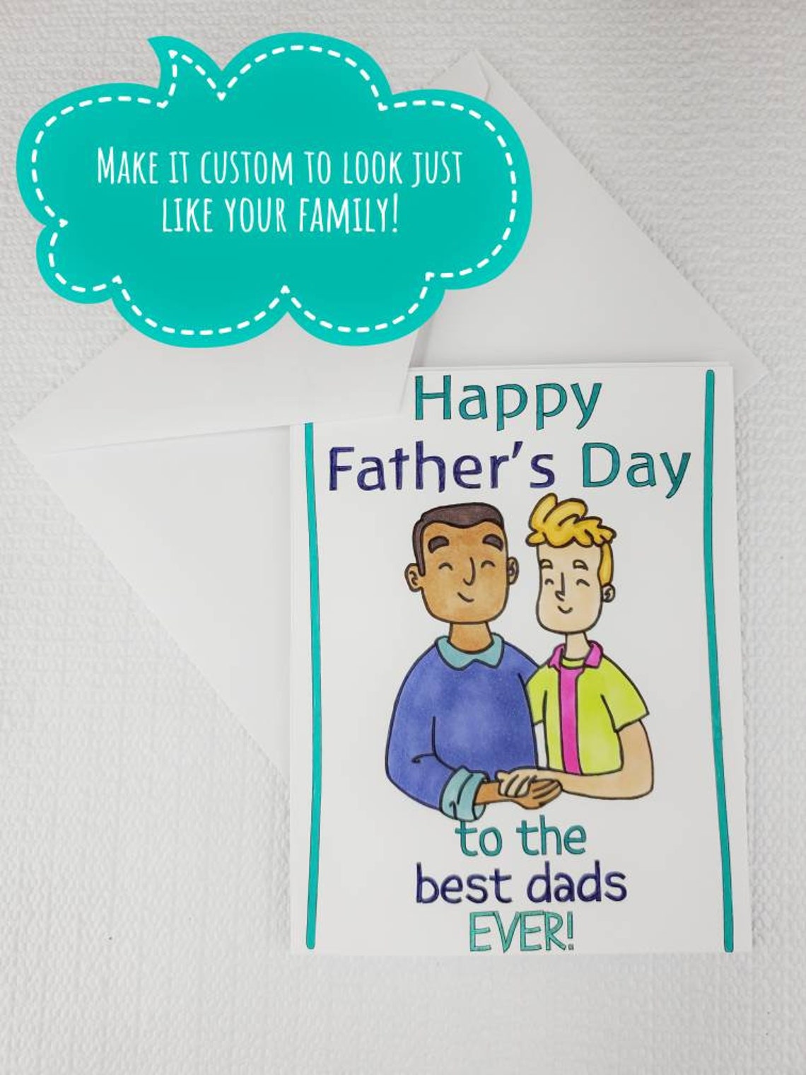 Gay Dads Card Two Dads Card Gay Dad Gift Cute Fathers Day