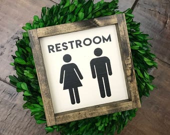 Restroom Sign | Bathroom Wall Decor | Farmhouse Bathroom Sign | Farmhouse Sign | Farmhouse Decor | Fixer Upper Style | Bathroom Decor | Home