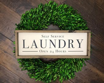 XL Laundry Sign - 3 Styles | Laundry Room Sign | Self Service Laundry | Drop Your Pants Here | Laundry Today Naked Tomorrow | Laundry Decor