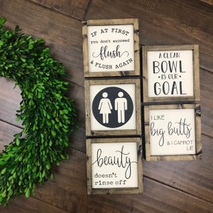 NEW Bathroom Collection Funny Bathroom Signs Bathroom Wall Decor Restroom Bathroom Decor Farmhouse Bathroom Sign Guest Bathroom image 2