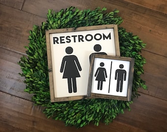 Restroom Sign | Bathroom Wall Decor | Farmhouse Bathroom Sign | Farmhouse Sign | Farmhouse Decor | Fixer Upper Style | Bathroom Decor | Home