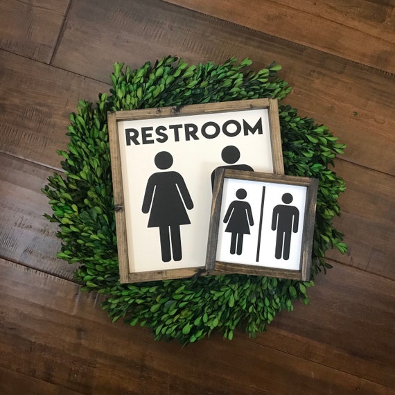 Restroom Sign Bathroom Wall Decor Farmhouse Bathroom Sign Etsy
