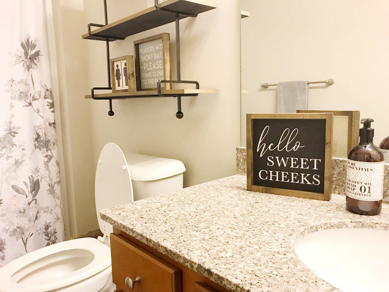 Hello Sweet Cheeks Sign Bathroom Wall Decor Kids Bathroom Farmhouse Bathroom Sign Restroom Sign Funny Bathroom Decor Guest Bath image 4