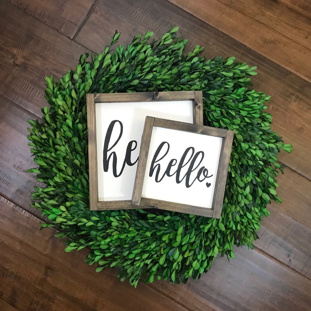 Hello Sign Entryway Decor Welcome to Our Home Gallery - Etsy