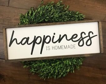 Happiness is Homemade Sign | Kitchen Dining Living Room Decor | Modern Farmhouse Boho Minimalist | Gift for Her Chef Cook Baker | Secret Ing