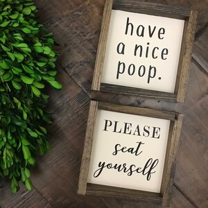 Please Seat Yourself sign Bathroom Wall Decor Farmhouse Bathroom Sign Funny Bathroom Humor Sign Farmhouse Sign Toilet Sign Sit image 4