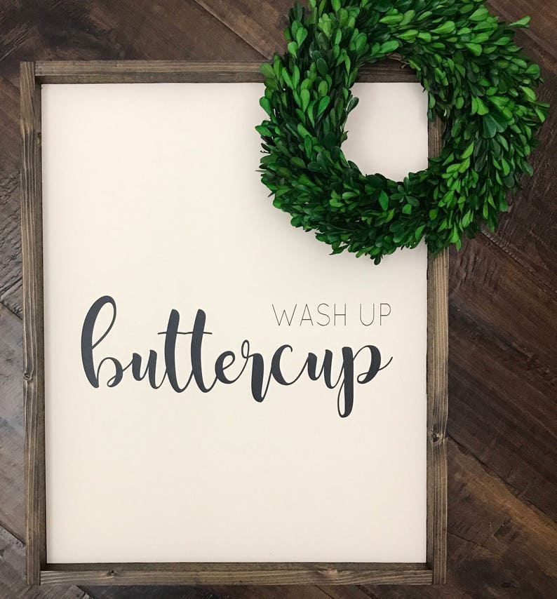 Wash Up Buttercup Sign L Kids Bathroom Bathroom Decor Farmhouse Style Bathroom Wall Decor Bathroom Sign Guest Bathroom Restr image 3