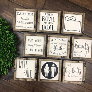 NEW Bathroom Collection Funny Bathroom Signs Bathroom Wall Decor Restroom Bathroom Decor Farmhouse Bathroom Sign Guest Bathroom image 8