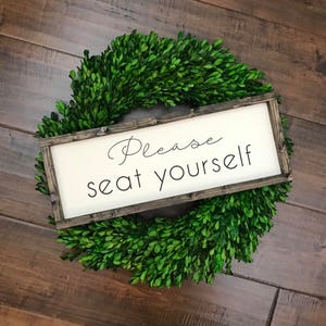 Please Seat Yourself Sign | Bathroom Wall Decor | Farmhouse Bathroom Sign | Funny Bathroom Humor Sign | Farmhouse Sign | Toilet Sign | Potty