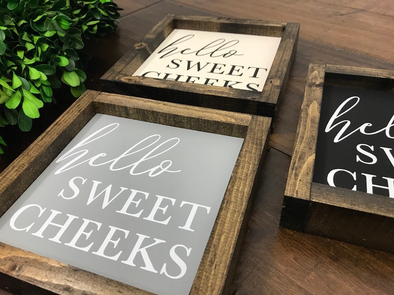 Hello Sweet Cheeks Sign Bathroom Wall Decor Kids Bathroom Farmhouse Bathroom Sign Restroom Sign Funny Bathroom Decor Guest Bath image 2