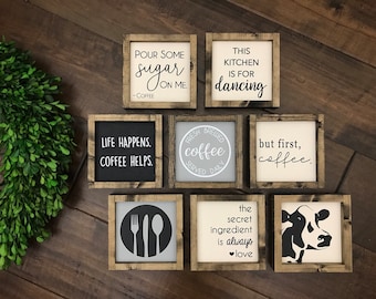 The Kitchen Collection | Kitchen Sign Decor | Coffee Sign | Wine Bar | Kitchen is for Dancing | Dishes are Looking at Me | Fun Home Decor