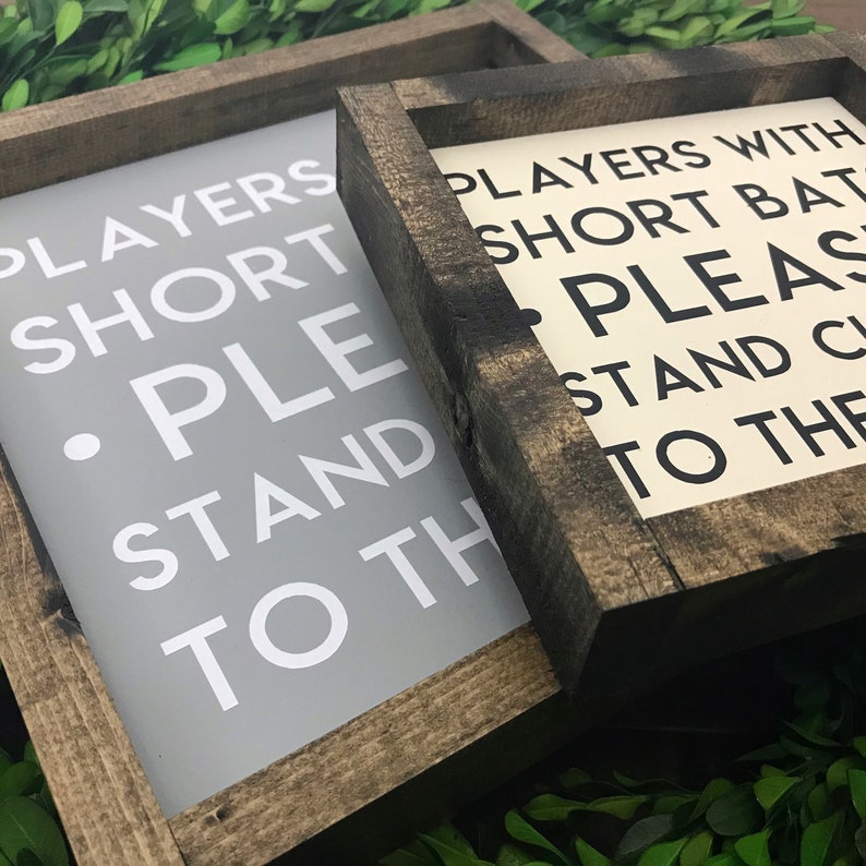 Players With Short Bats Please Stand Closer to the Plate Sign Boys Bathroom Sign Funny Bathroom Sign Kids Bathroom Guest Bathroom image 2