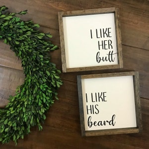 I Like His Beard I Like Her Butt Sign Set of 2 Master Bedroom Bathroom Decor Boho Modern Farmhouse Minimalist Anniversary Gift for Him image 5