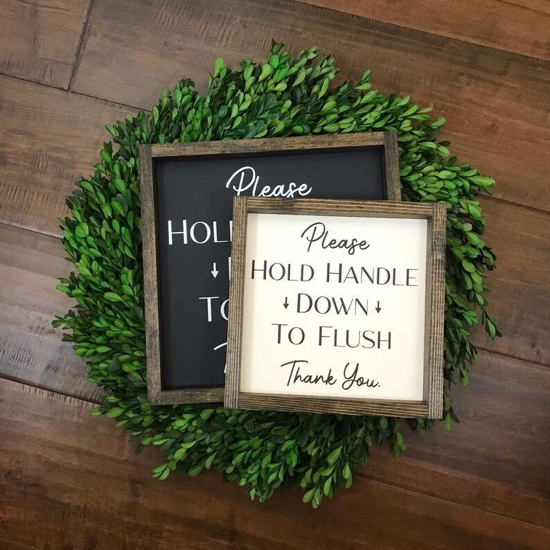 Please Hold Handle Down to Flush Sign Sensitive Plumbing Etsy