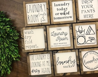 The Laundry Collection | Laundry Room Sign | Laundry Today or Naked Tomorrow | Self Service Laundry | Modern Farmhouse Decor Reloved Lumber