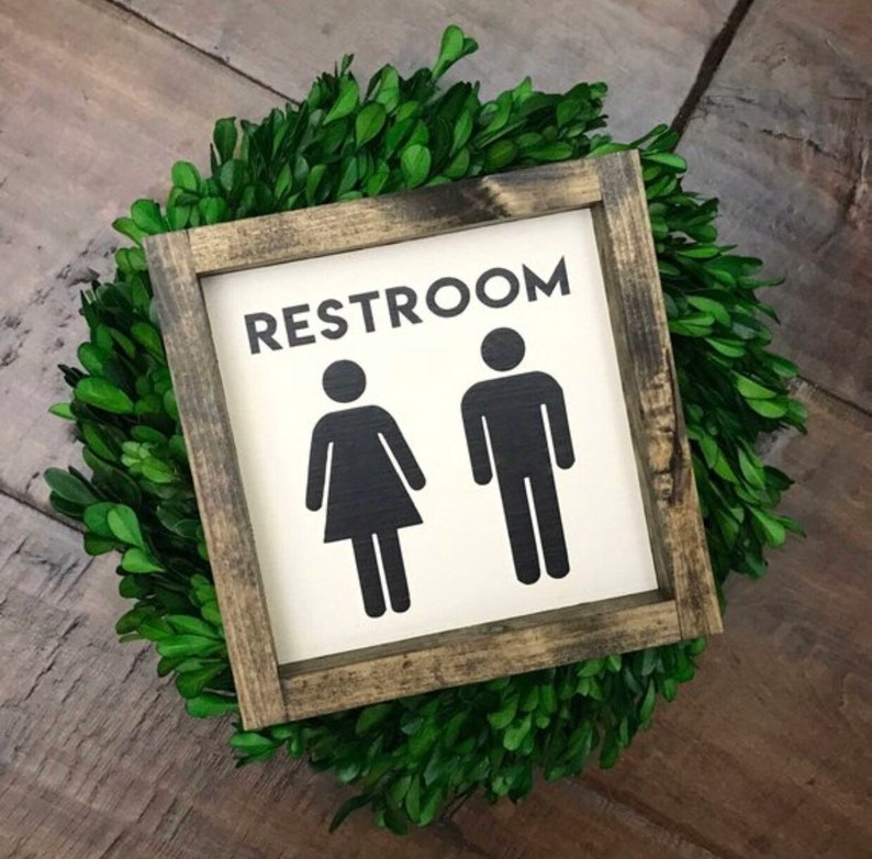 Restroom Sign Bathroom Wall Decor Farmhouse Bathroom Sign Etsy