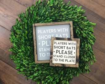 Players With Short Bats Please Stand Closer to the Plate Sign | Boys Bathroom Sign | Funny Bathroom Sign | Kids Bathroom | Guest Bathroom