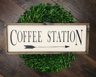 Coffee Station Sign | Wood Sign | Coffee Bar Sign | Coffee Sign | Kitchen Sign | Farmhouse Style | Farmhouse Decor | Farmhouse Sign | Coffee