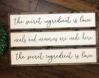 The Secret Ingredient is Love Sign | Meals and Memories are Made Here Sign | Kitchen Sign | Kitchen Wall Decor | Farmhouse Decor Dining Room