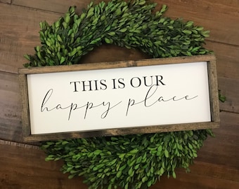This is Our Happy Place | Wood Sign | Entryway Gallery Wall Living Dining Room Decor | Housewarming Welcome Home Gift for Homebody | RV life