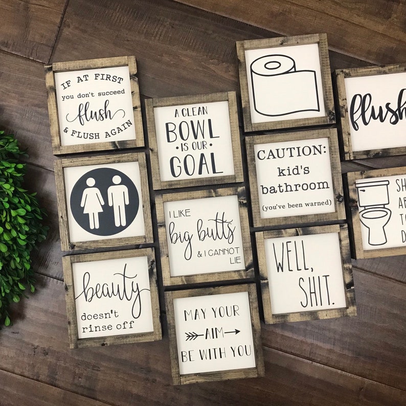 NEW Bathroom Collection Funny Bathroom Signs Bathroom Wall Decor Restroom Bathroom Decor Farmhouse Bathroom Sign Guest Bathroom image 1