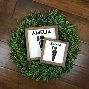 Personalized Kids Restroom Sign | Wood Kids Name | Modern Farmhouse Style Decor | Bathroom Sign | Bedroom Door | Kids Minimalist Boho Decor